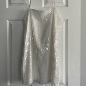 12th Tribe EMMY WHITE SEQUIN MICRO MINI DRESS